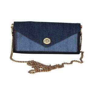 Coach Denim Colorblock Envelope Wallet Chaine Purse C3317